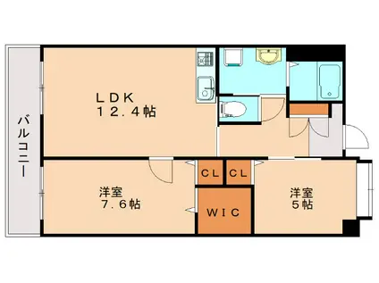 セントロイヤル新飯塚駅(2LDK/4階)の間取り写真