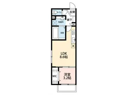 ジェンティーレ・トリヤマV(1LDK/1階)の間取り写真