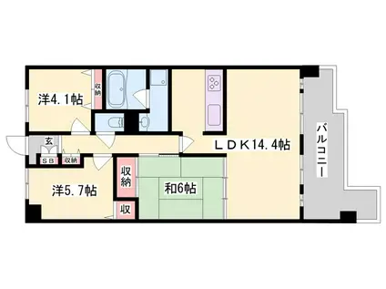ネオハイツアメニティ228(3LDK/5階)の間取り写真