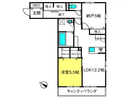 CAMINO DEL VIENTO(1SLDK/3階)の間取り写真