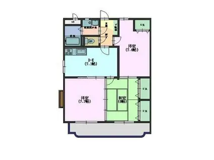 コスモスA(3DK/1階)の間取り写真