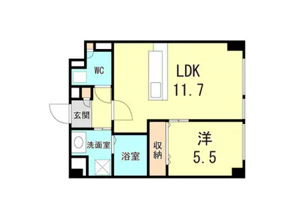 中山手ミオ壱番館(1LDK/1階)の間取り写真