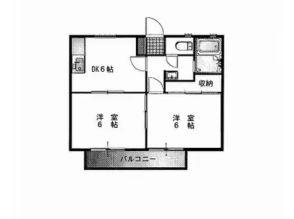 コーポ松栄(2DK/1階)の間取り写真