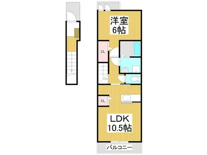 フローラルII(1LDK/2階)の間取り写真