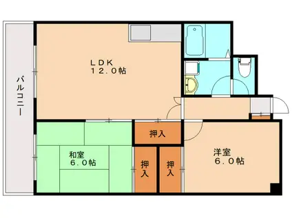 シャトレ南公園 弐番館(2LDK/4階)の間取り写真