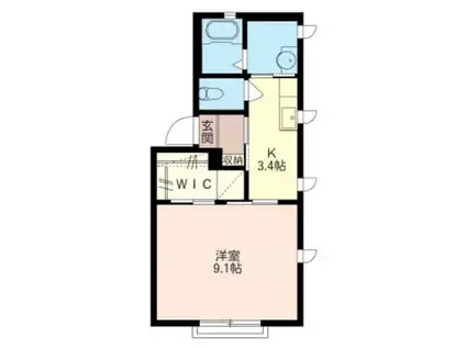 フォレスト・スクエア B(1K/2階)の間取り写真