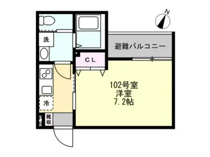 辻堂元町 アパート(1K/1階)の間取り写真