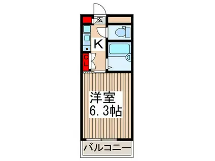 ハイム奈良(1K/2階)の間取り写真