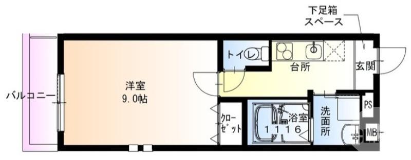 フジパレス湊駅南(1K/1階)の間取り写真