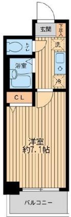 レジディア南行徳(1K/2階)の間取り写真