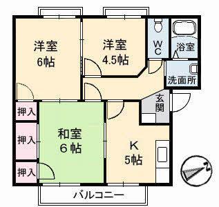 フレグランス佐々木C棟(3K/2階)の間取り写真
