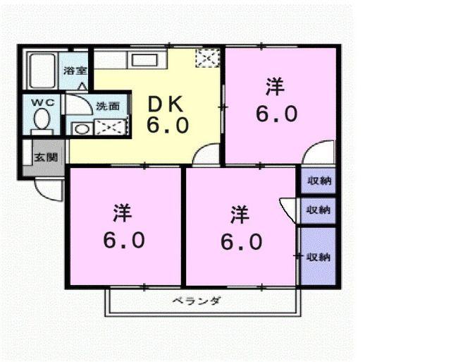サンシティ(3DK/2階)の間取り写真