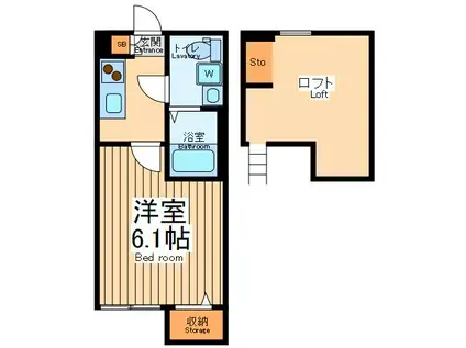 ブレス相模大野(1K/2階)の間取り写真