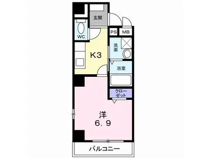 サニーサイト(1K/3階)の間取り写真