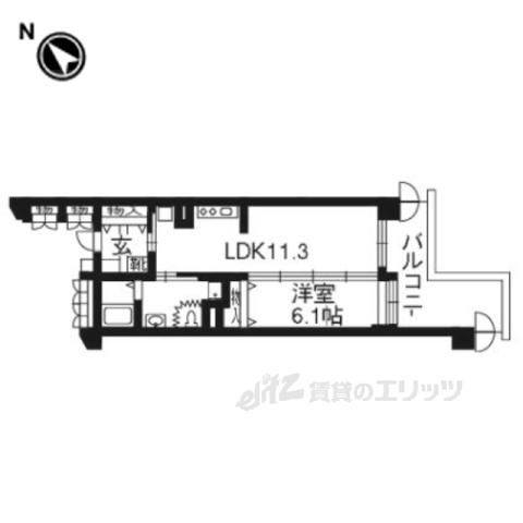 ジュネット京都 久我の杜(1LDK/5階)の間取り写真