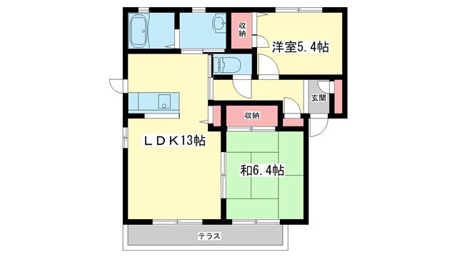 プリムローズ1番館(2LDK/1階)の間取り写真