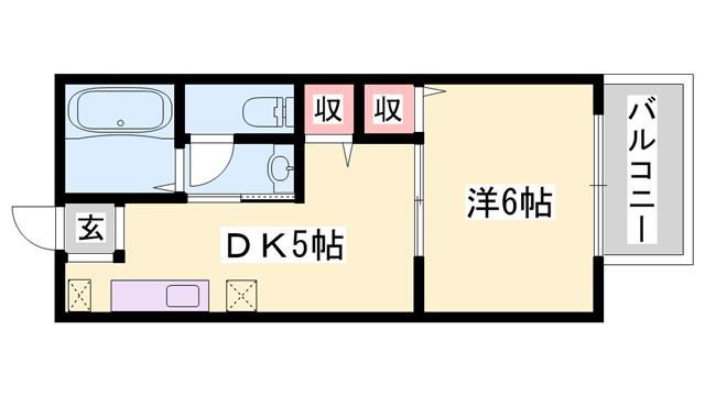 ラポール弍番館(1DK/2階)の間取り写真