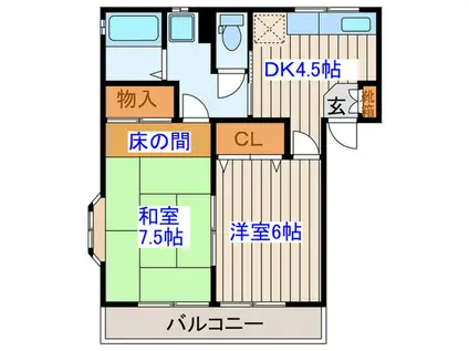 ハイツPOFF(2DK/1階)の間取り写真