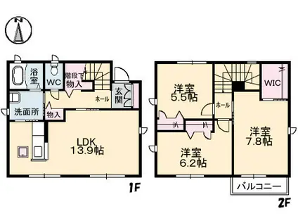 ソルコートA棟(3LDK/1階)の間取り写真