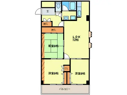 ライオンズマンション高砂(3LDK/4階)の間取り写真