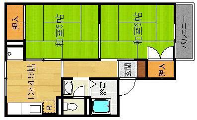 リトルハイツ(2DK/1階)の間取り写真