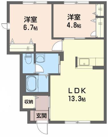 シャーメゾンK C棟(2LDK/1階)の間取り写真