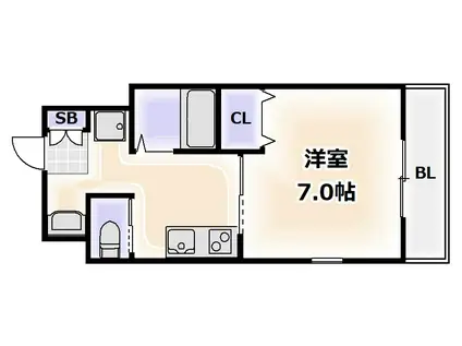 HERITAGE夕陽丘(1K/8階)の間取り写真