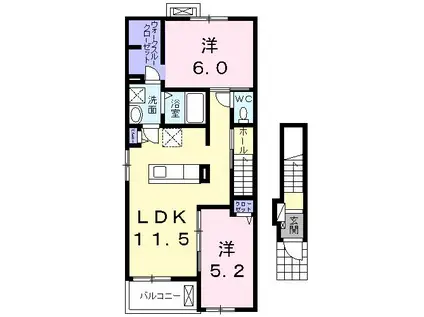 LA LUCE.S.VI(2LDK/2階)の間取り写真