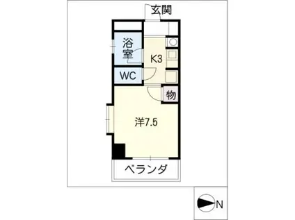 リバーサイド石川(1K/2階)の間取り写真