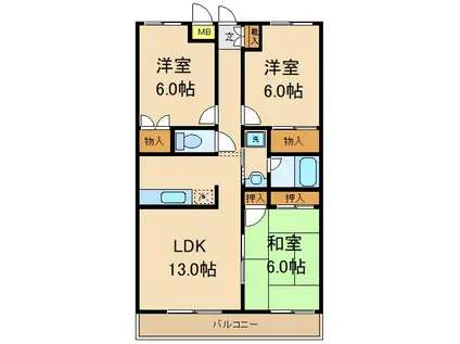 メルヴェール常盤平(3LDK/3階)の間取り写真