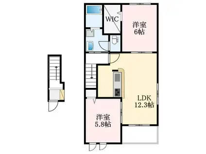 ルミエール ソレイユ(2LDK/2階)の間取り写真