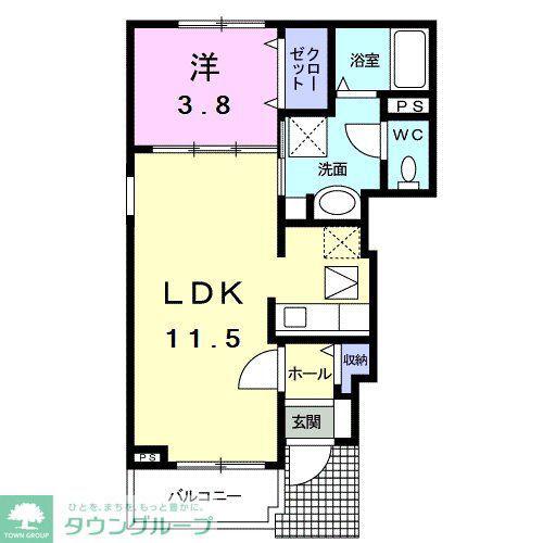 ラ・ソレイユジョーヌ(1LDK/1階)の間取り写真