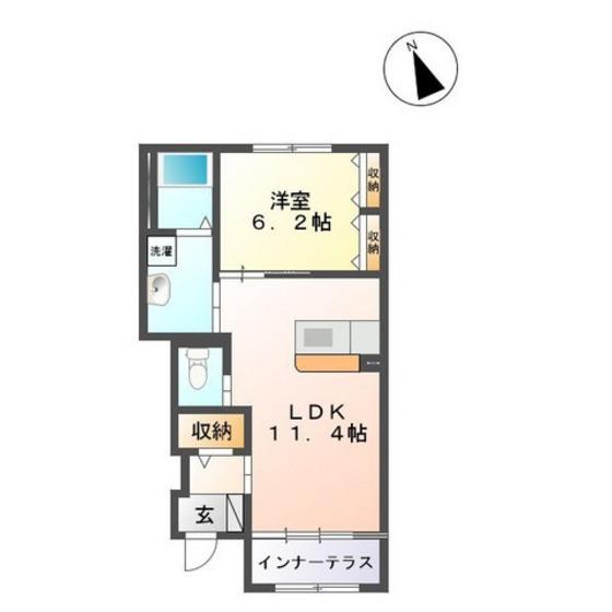 イリス・クアランタII(1LDK/1階)の間取り写真