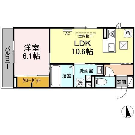 カトレアVI(1LDK/1階)の間取り写真
