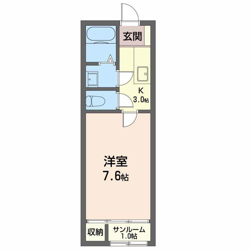 ハウス直(1SK/1階)の間取り写真