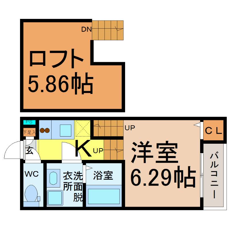 メゾンラフィネ(1K/2階)の間取り写真