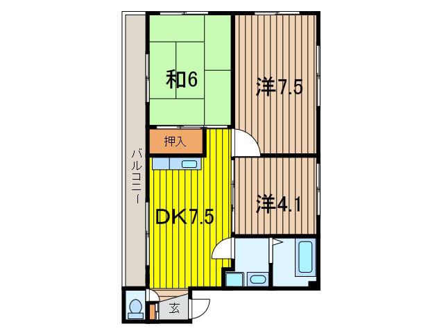 渡辺マンション(3DK/2階)の間取り写真