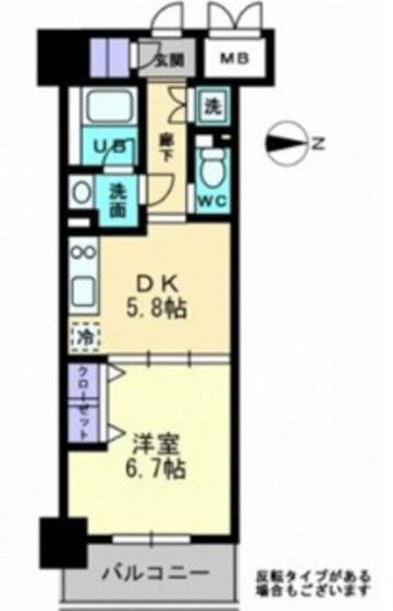 アルファレガロ西古松(1DK/10階)の間取り写真