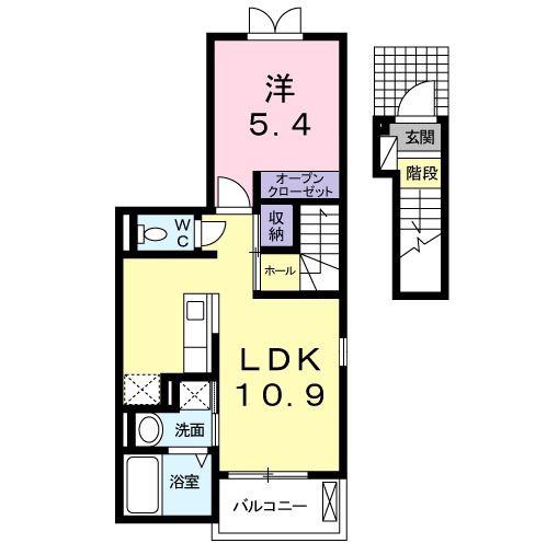 クレール魚住I(1LDK/2階)の間取り写真