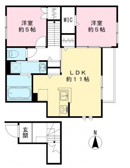 ヴィラ・クレール(2LDK/2階)の間取り写真