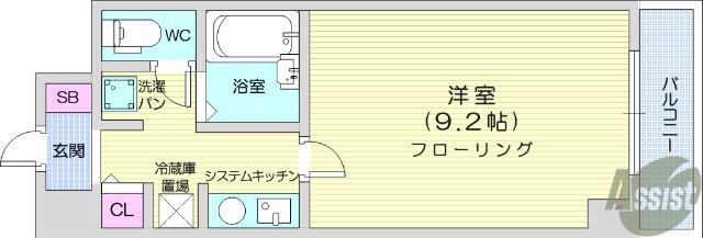 KC21ビル(1K/8階)の間取り写真