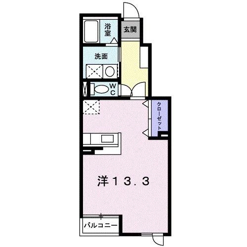 ホークフェザー18(1K/1階)の間取り写真