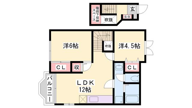 パインリバーズIII(2LDK/2階)の間取り写真