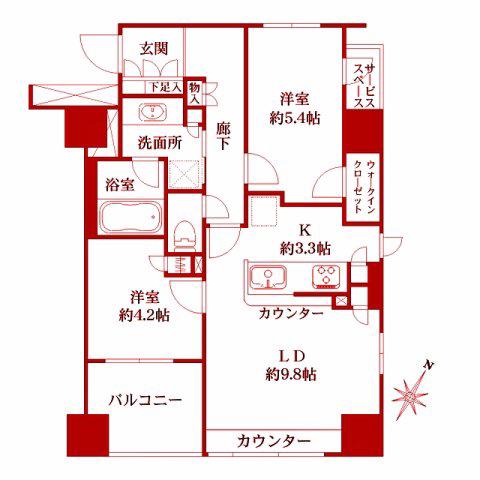 BELISTA横浜弐番館(2LDK/5階)の間取り写真