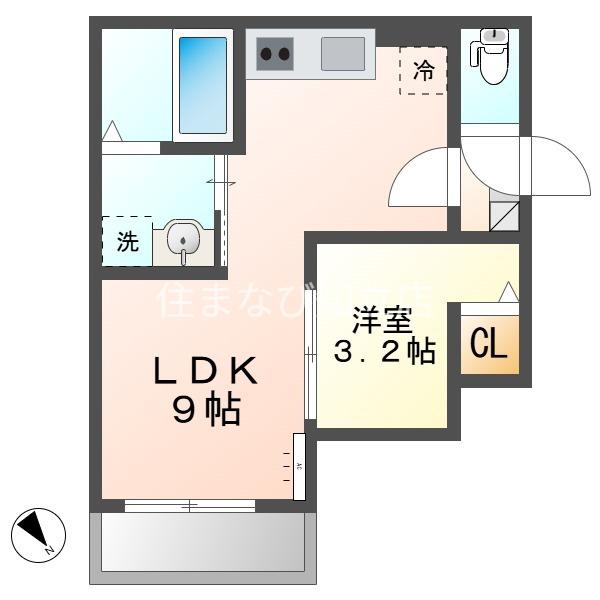 JACK YABAI(1LDK/2階)の間取り写真