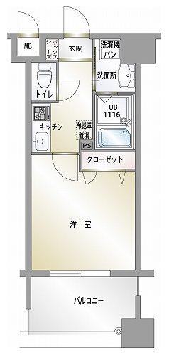 エンクレスト薬院III(1K/9階)の間取り写真