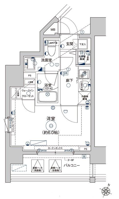 LEA横濱コアフォート(1K/2階)の間取り写真