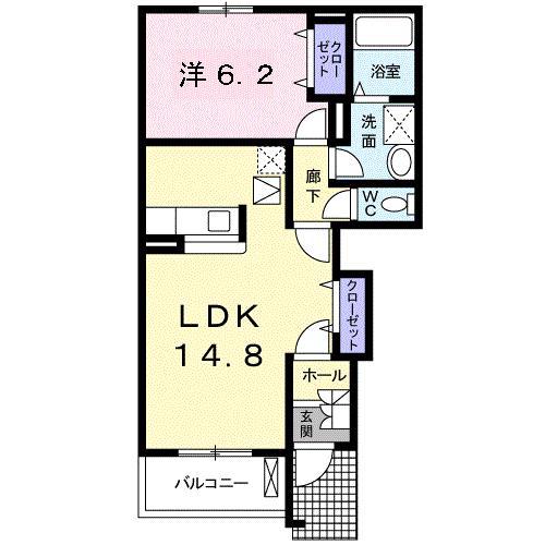 ゆう&ふじA(1LDK/1階)の間取り写真