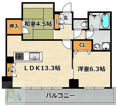 アスタ新長田タワーズコート2番館(2LDK/7階)の間取り写真