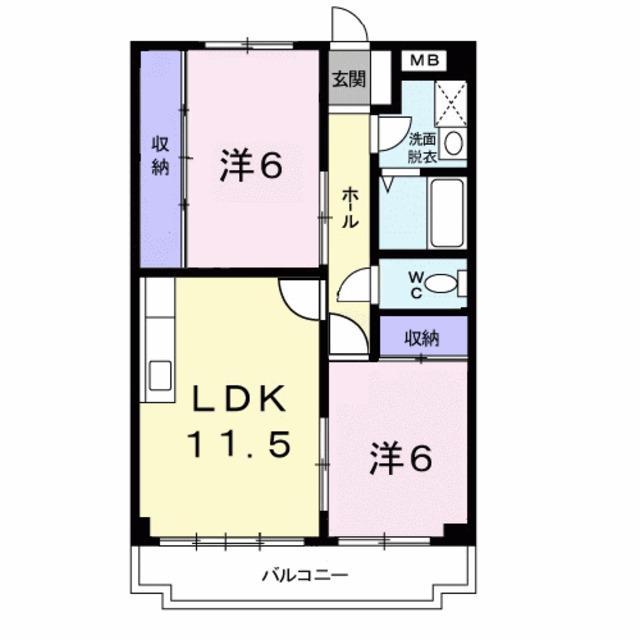 フラワーパレス(2LDK/2階)の間取り写真